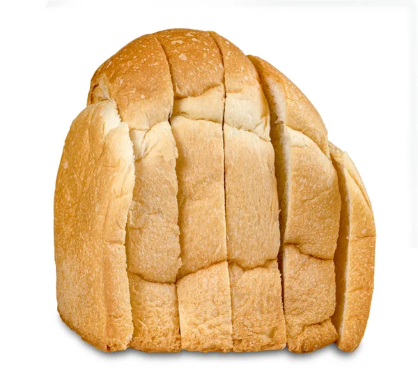 Φέτες Ψωμί Απομονωμένο Λευκό Φόντο — Φωτογραφία Αρχείου