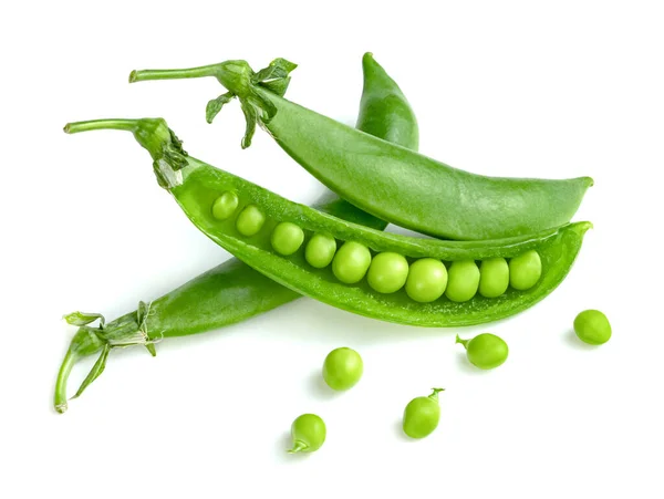 Groene Erwten Geïsoleerd Witte Achtergrond — Stockfoto