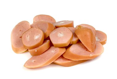 Beyaz arka planda izole edilmiş sosis.