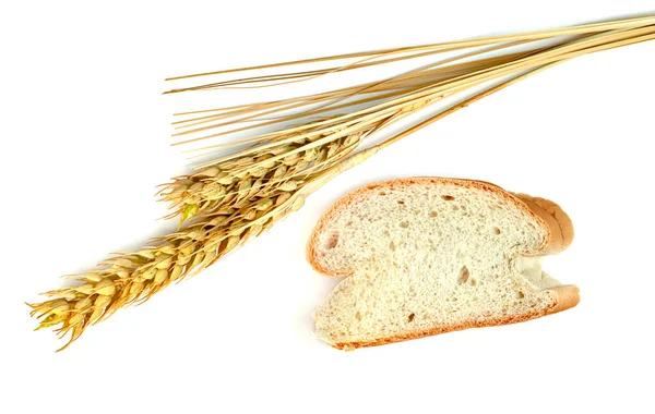 Φέτα Γαλλική Μπαγκέτες Ψωμί Απομονώνονται Λευκό Φόντο — Φωτογραφία Αρχείου