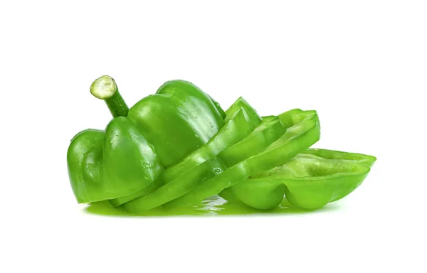 Green Chopped Sweet Bell Pepper Isolated White Background — Stock Photo, Image
