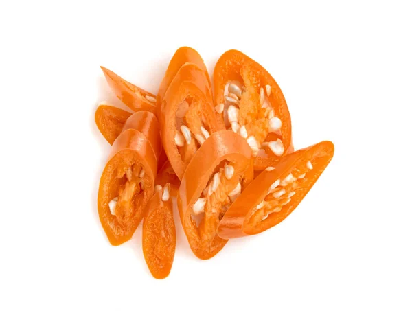 Skivad Orange Chili Isolerad Vit Bakgrund — Stockfoto