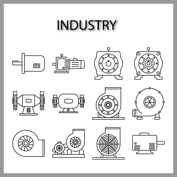 Industry Machine Icon Isolated White Background Web Design — Stock Vector