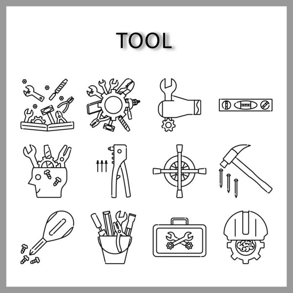 tool icon set isolated on white background for web design