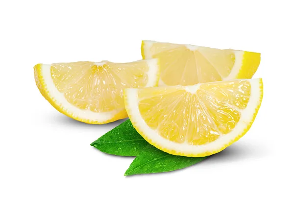 Beyaz Arkaplanda Yaprak Izole Limon — Stok fotoğraf