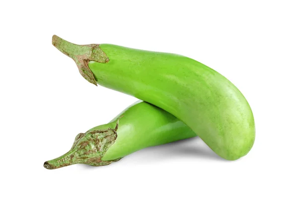 Groene Aubergine Geïsoleerd Witte Achtergrond Inclusief Knippad — Stockfoto