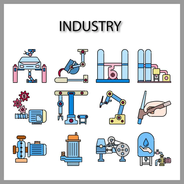 Industry Machine Icon Isolated White Background Web Design — Stock Vector