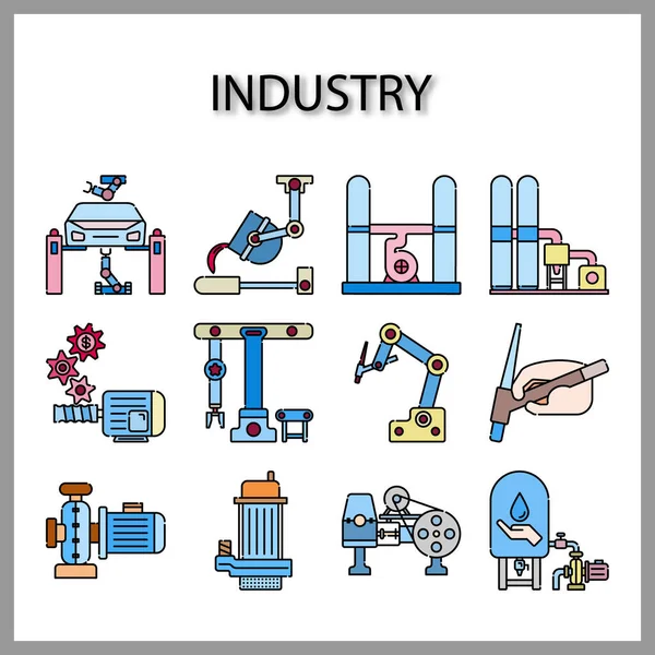 Industri Maskin Ikon Isolerad Vit Bakgrund För Webbdesign — Stock vektor