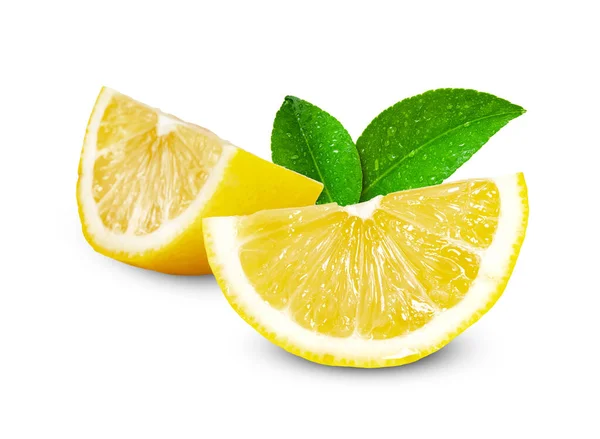 Limone Con Foglia Isolata Fondo Bianco — Foto Stock