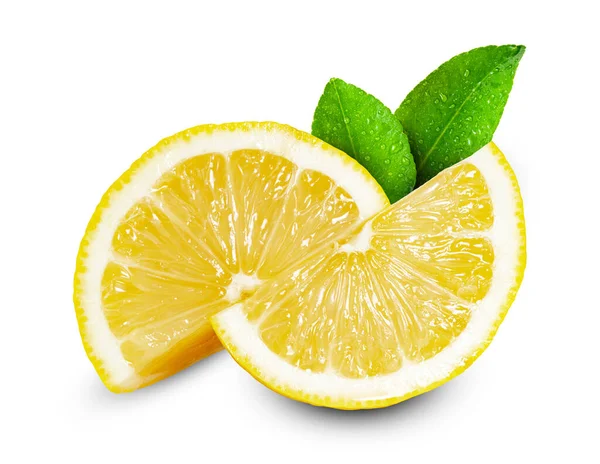 Beyaz Arkaplanda Yaprak Izole Limon — Stok fotoğraf