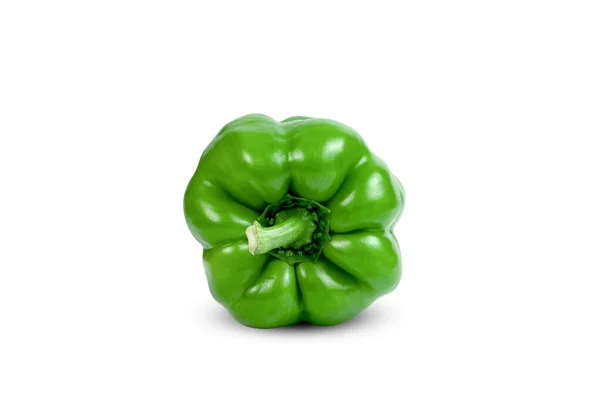 Green Sweet Bell Pepper Sliced Isolated White Background Include Clipping — Stock Photo, Image