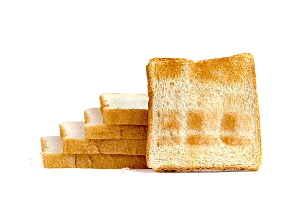 Geroosterd Plakbrood Geïsoleerd Witte Achtergrond — Stockfoto