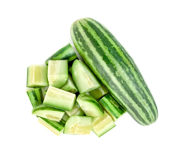 Sliced Cucumber Cucumis Melo Isolated White Background — Stock Photo, Image