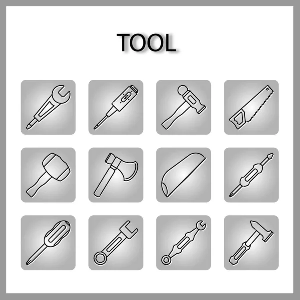 Tool Icon Set Geïsoleerd Witte Achtergrond Voor Web Design — Stockvector