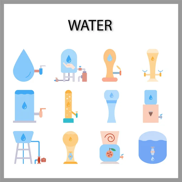 Water Tank Drink Icon Set Isolated White Background — Stock Vector