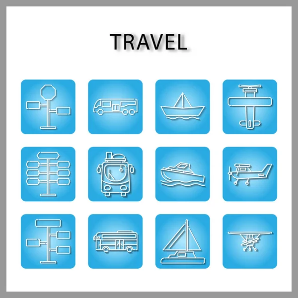 Travel Vehicle Icon Set Isolated White Background Web Design — Stock Vector