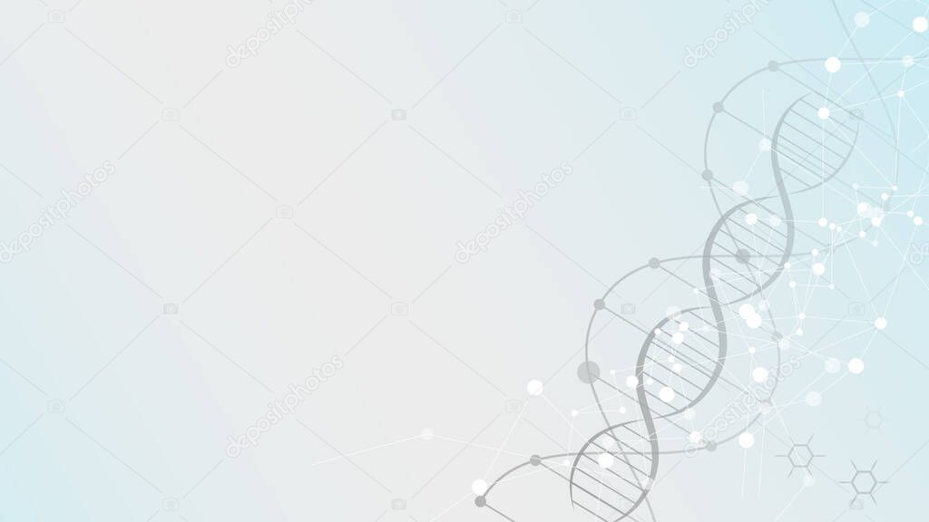 DNA molecules for Hi-tec interface background, abstract communication technology and line and dots, vector illustration