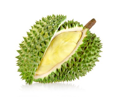 Beyaz arka planda yalıtılmış durian meyvesi, Tayland meyvesi