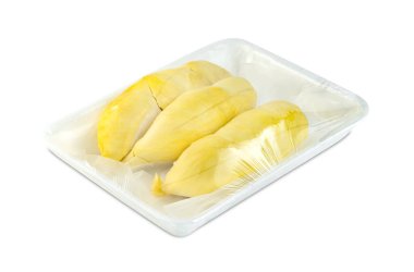 beyaz arkaplanda izole edilmiş durian meyvesi, Tayland meyvesi, kırpma yolunu içerir