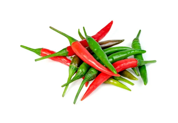 Peperoncino Rosso Verde Isolato Sfondo Bianco — Foto Stock