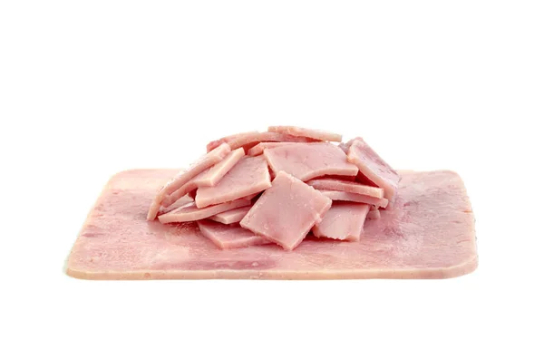 Fette Prosciutto Isolate Sfondo Bianco — Foto Stock