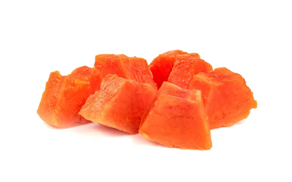 Mogen Papaya Skiva Isolerad Vit Bakgrund — Stockfoto