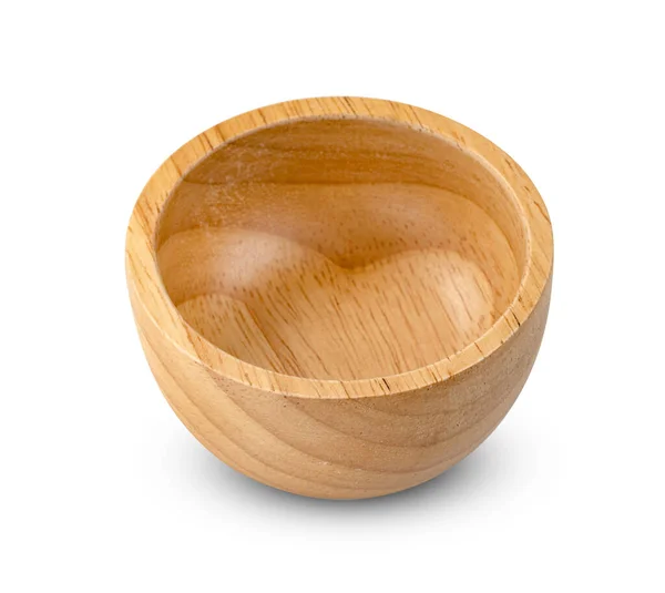 Wooden Bowl Isolated White Background Include Clipping Path — Stock Photo, Image