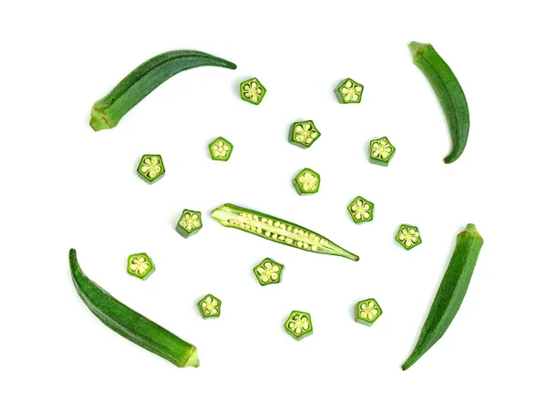 Okra Isolato Sfondo Bianco — Foto Stock