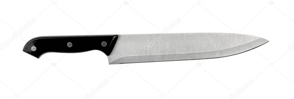 kitchen knife and black handle isolated on white background ,include clipping path