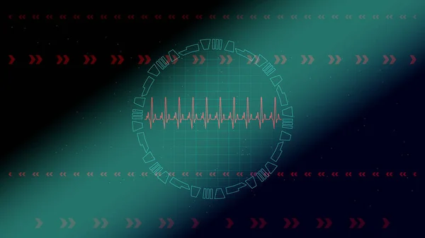Heart Pulse Ekg Monitor Tec Interface Blue Digital Technology Glowing — Stock Vector