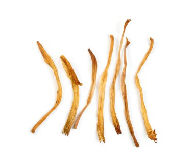 Nilüfer ya da Hemerocallis zambağı beyaz arka planda izole edilmiştir.