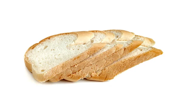 Tranches Pain Français Baguettes Isolées Sur Fond Blanc — Photo