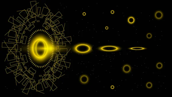 Интерфейс Tec Черно Золотой Абстрактной Цифровой Технологии Пылающими Частицами Векторная — стоковый вектор