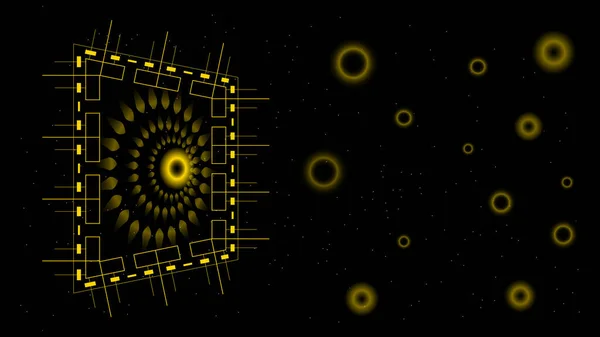 Tec Schnittstelle Schwarz Gold Abstrakte Digitale Technologie Mit Glühenden Partikeln — Stockvektor