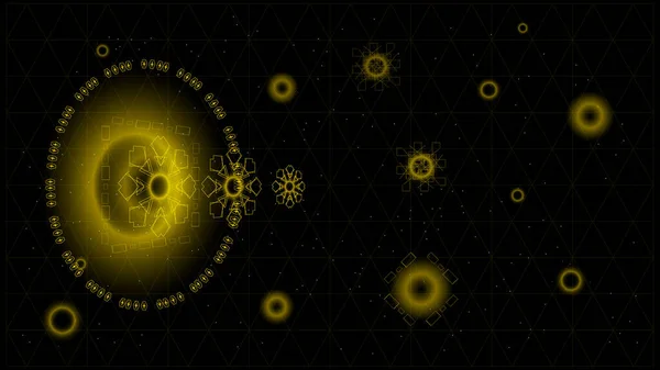 Tec Interface Zwart Goud Abstracte Digitale Technologie Met Gloeiende Deeltjes — Stockvector
