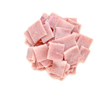 Beyaz arkaplanda jambon dilimleri izole
