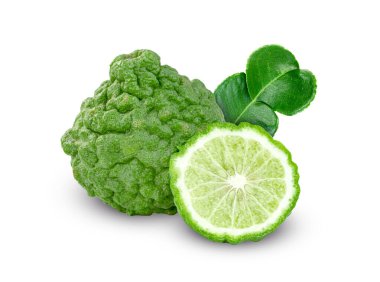beyaz arka planda izole edilmiş taze bergamot meyvesi
