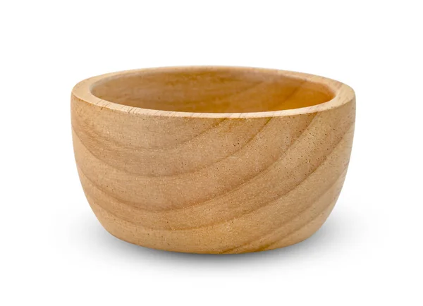 Wooden Bowl Isolated White Background Include Clipping Path — Stock Photo, Image