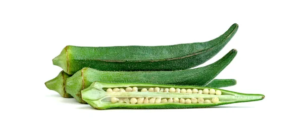 Okra Slice Isolated White Background — Stock Photo, Image