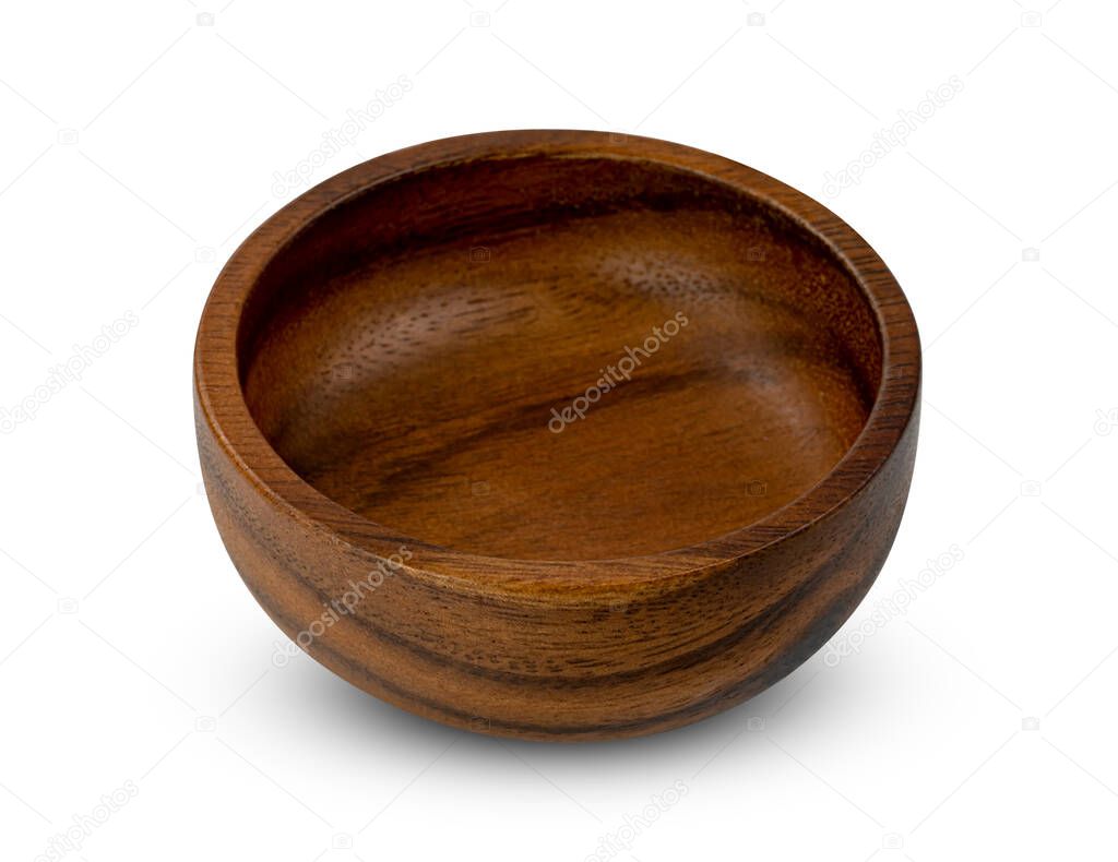 Wooden bowl isolated on white background ,include clipping path