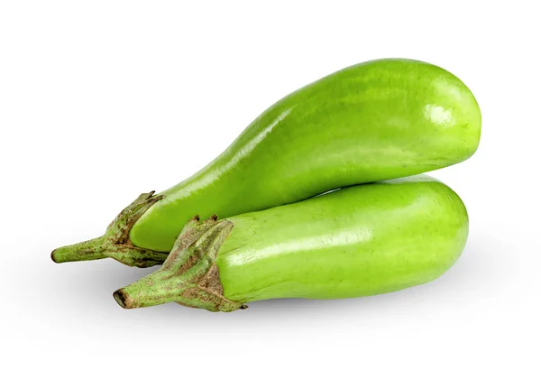 Green Eggplant Isolated White Background Include Clipping Path — Stock Photo, Image