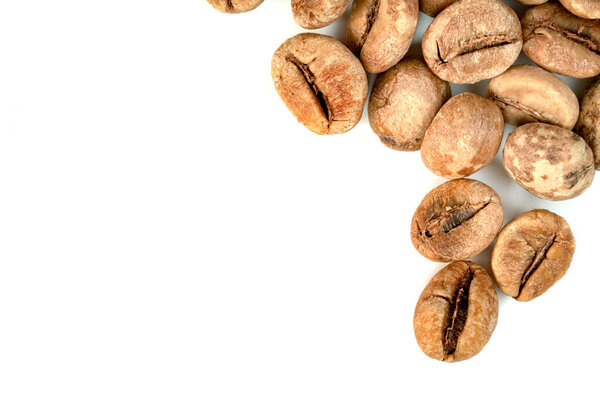 Coffee beans raw isolated on white background