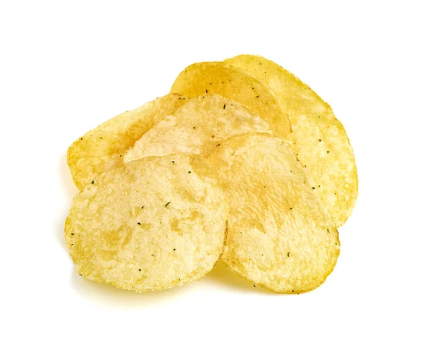 Aardappel Chips Geïsoleerd Witte Achtergrond — Stockfoto