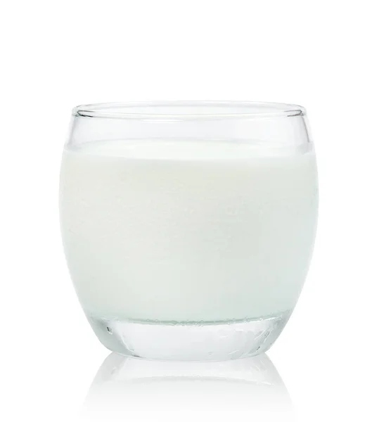 Lait Verre Transparent Isolé Sur Fond Blanc Inclure Chemin Coupe — Photo