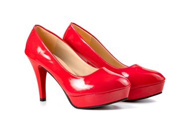 Kırmızı Yüksek Topuklu Ayakkabılar beyaz arkaplanda izole