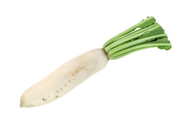 Beyaz arkaplanda izole edilmiş turp, kırpma yolunu içerir