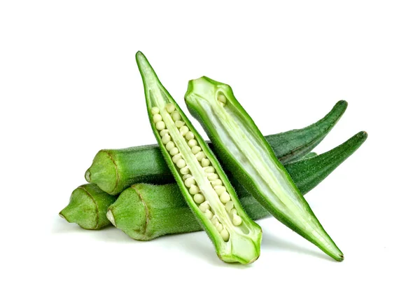 Okra Scheibe Isoliert Auf Weißem Hintergrund — Stockfoto