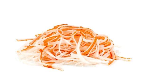 Noodles Καβουριών Closeup Απομονώνονται Λευκό Φόντο — Φωτογραφία Αρχείου