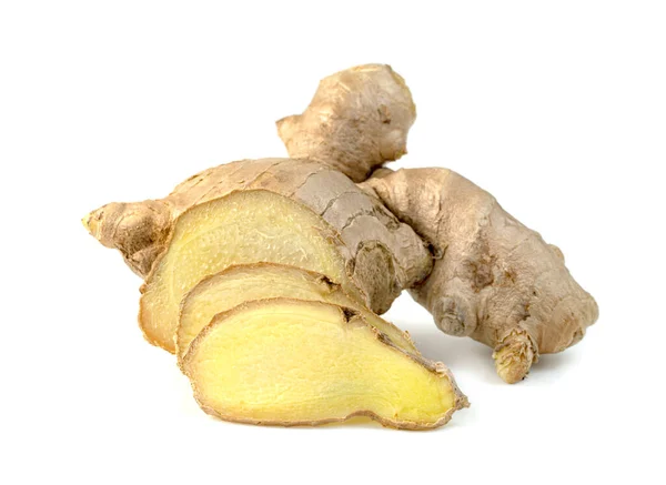 Sliced Fresh Ginger Root Isolated White Background — Stock Photo, Image
