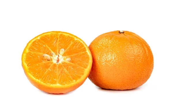 Orange Fruit Half Sliced Isolated White Background — Stock Photo, Image